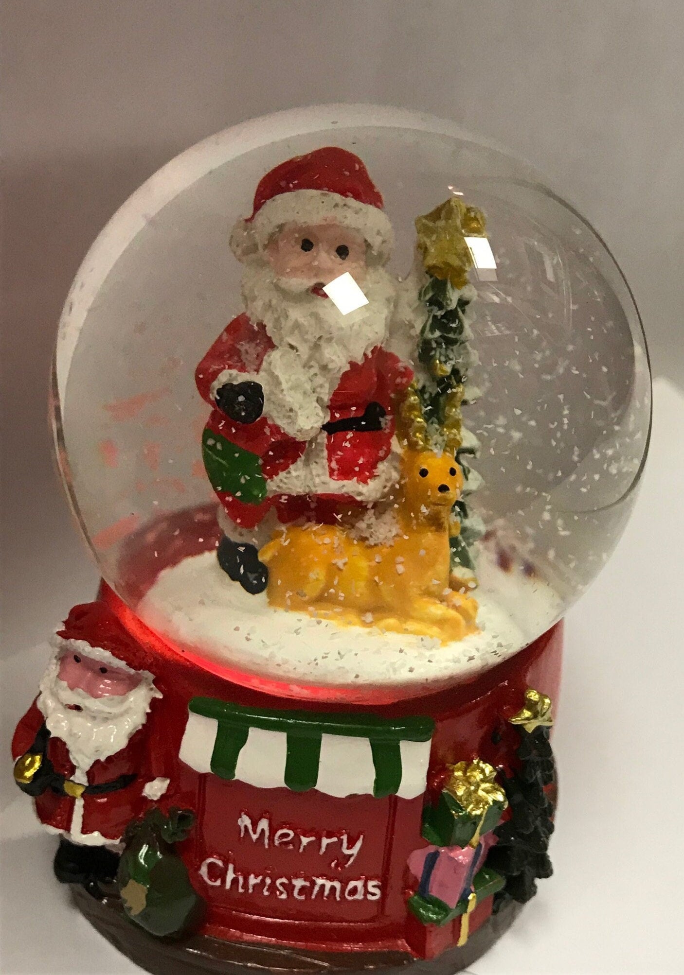 Santa Merry Christmas Snow Water Globe 9'' Ass Colored Light Holiday Season Gift