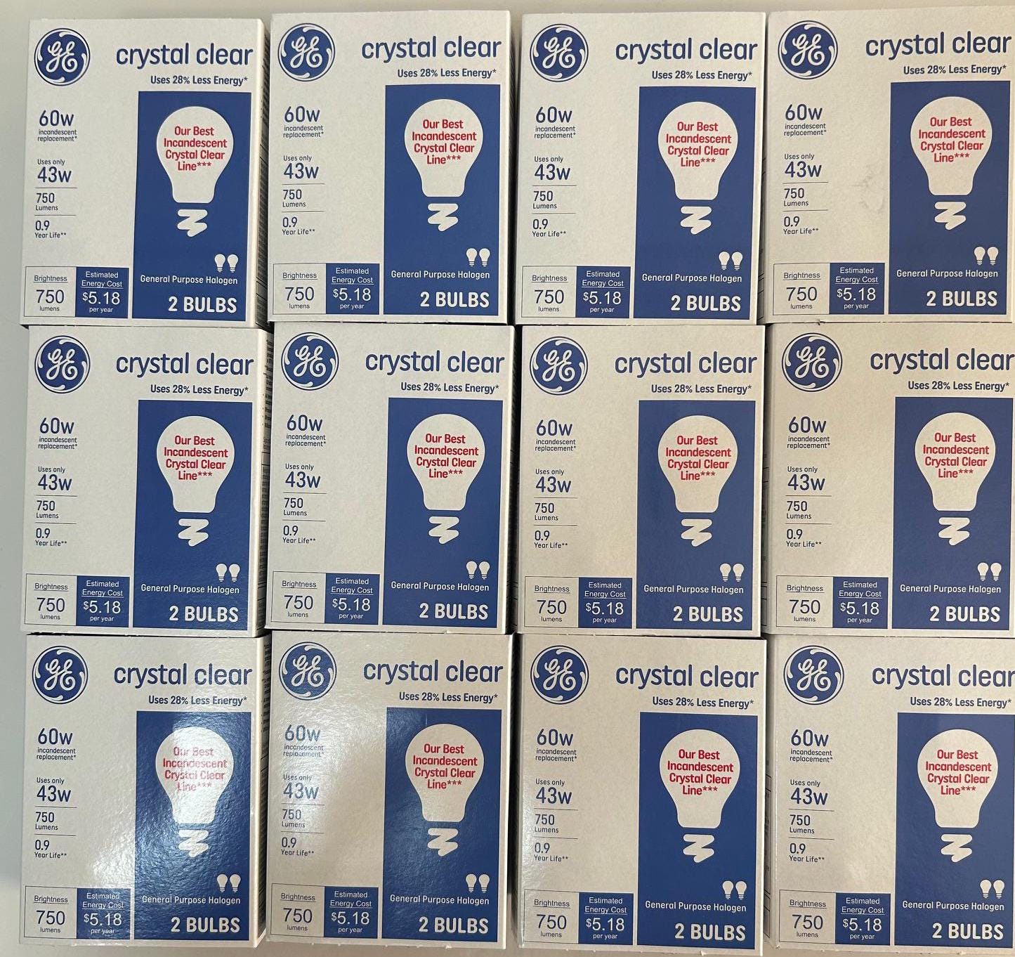 GE 60watt crystal clear 48 light bulbs Dimmable Basic A19 Replacement Pack of 24