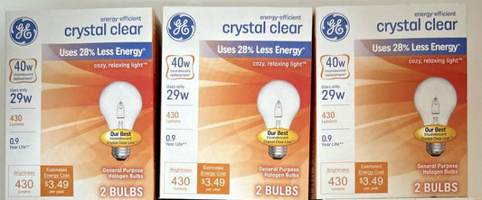 GE 40-Watt Crystal Clear Light Bulbs: Dimmable A19, 430 Lumens (6-Pack)