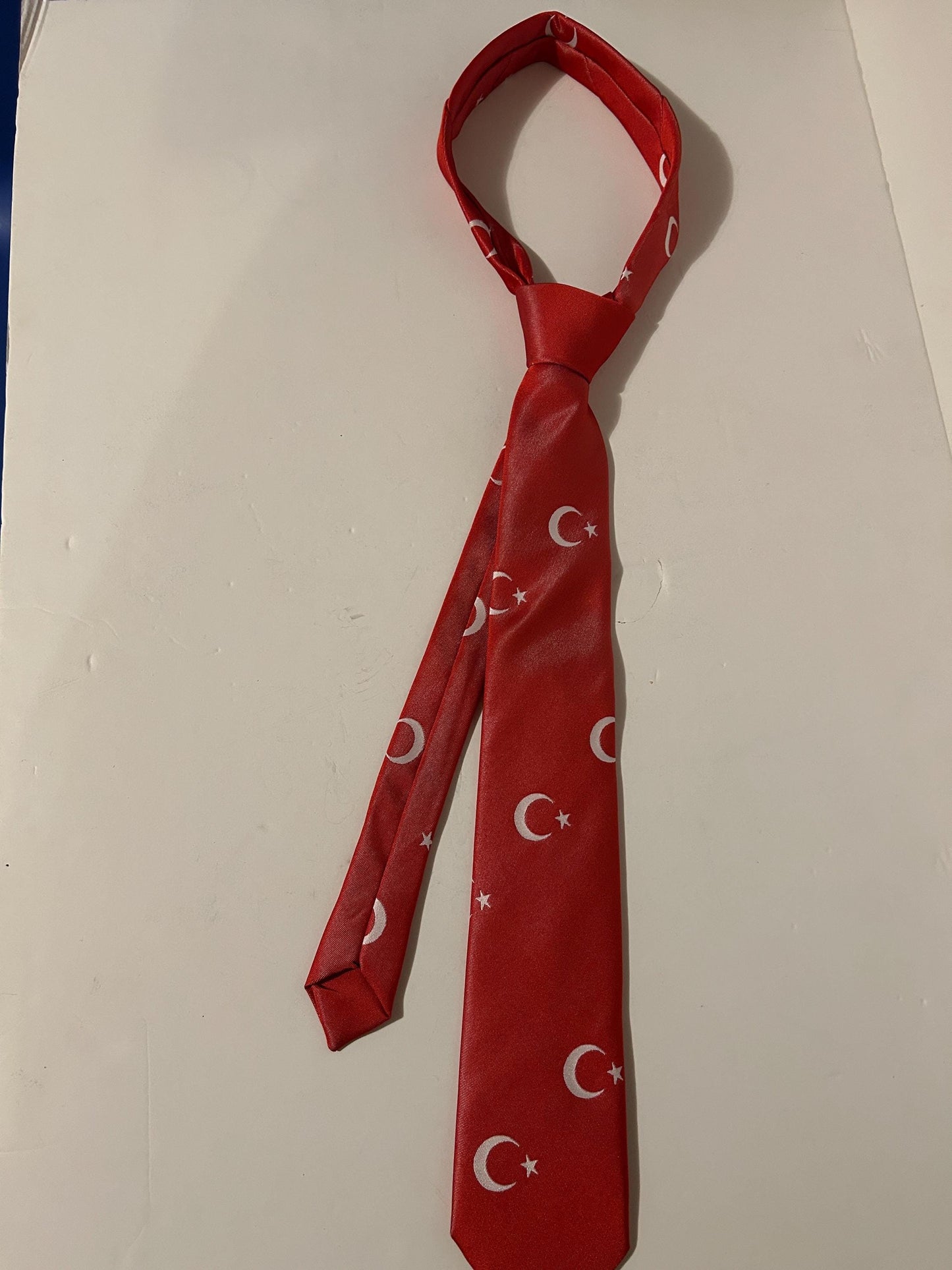 Turkish Flag Necktie: Men's Patriotic Tie, Red Crescent Moon Star