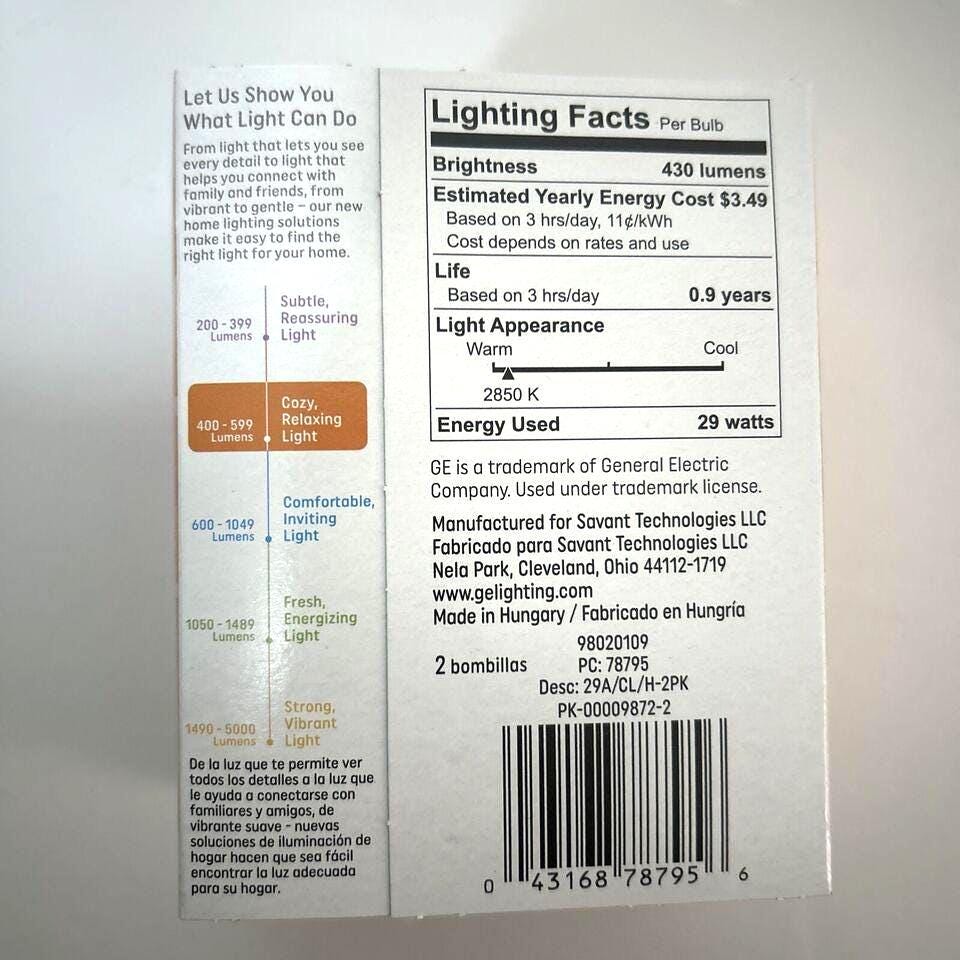 GE Crystal Clear Light Bulbs 40W Dimmable - 2 Pack