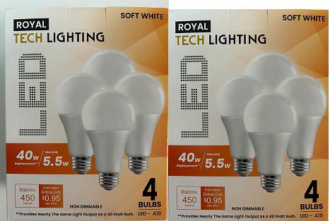 Soft White LED Light Bulbs A19 E26 - 4 Pack