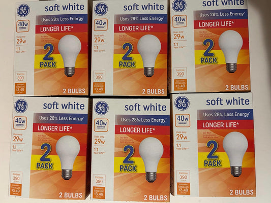 GE 40-Watt Soft White Light Bulbs: Dimmable A19 E26 - 24 Pack