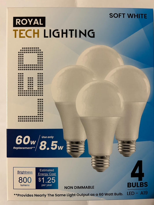 Soft White LED Light Bulbs: 60W Equivalent, Non-Dimmable, 4-Pack