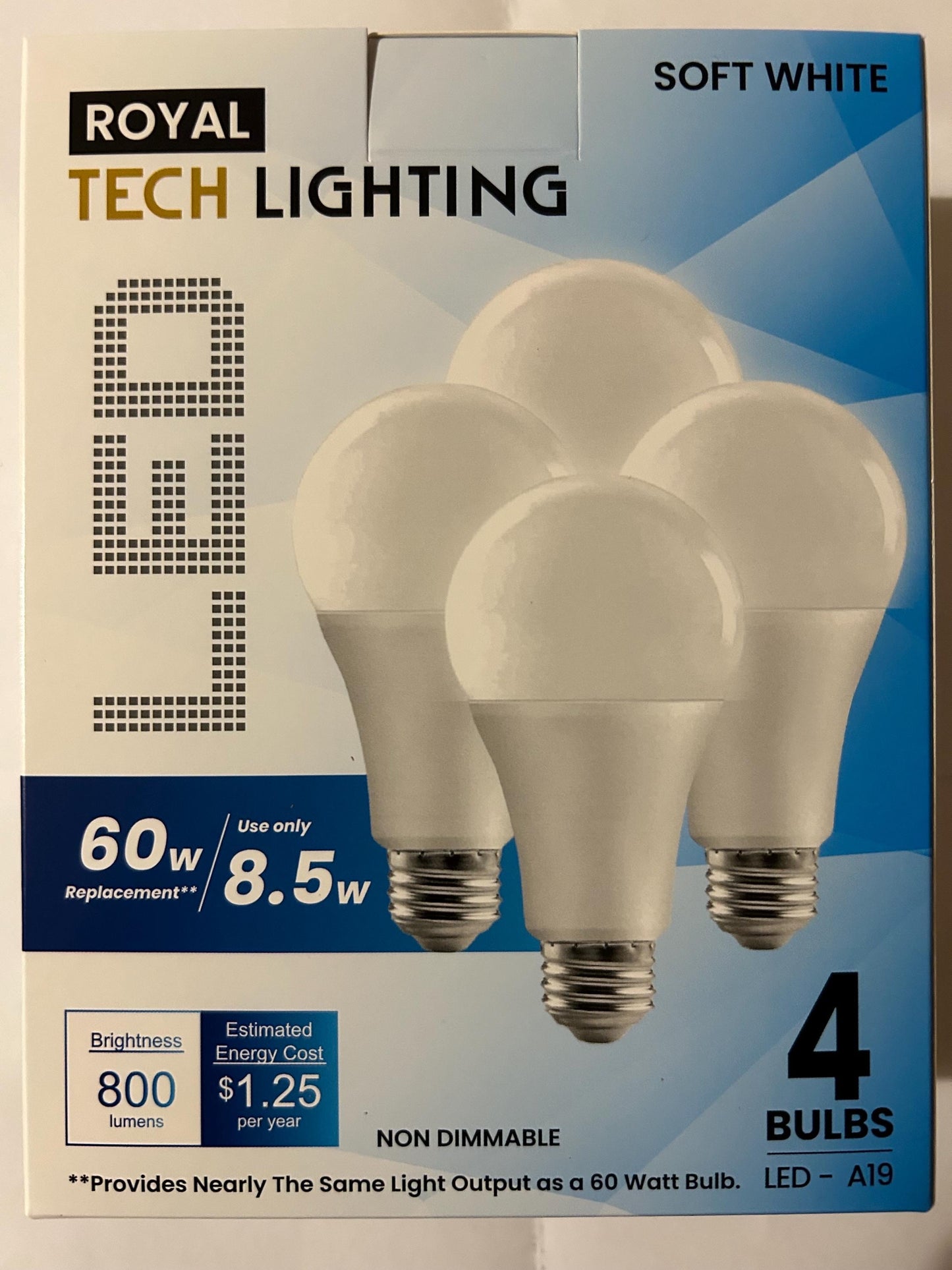 Soft White LED Light Bulbs: 60W Equivalent, Non-Dimmable, 4-Pack