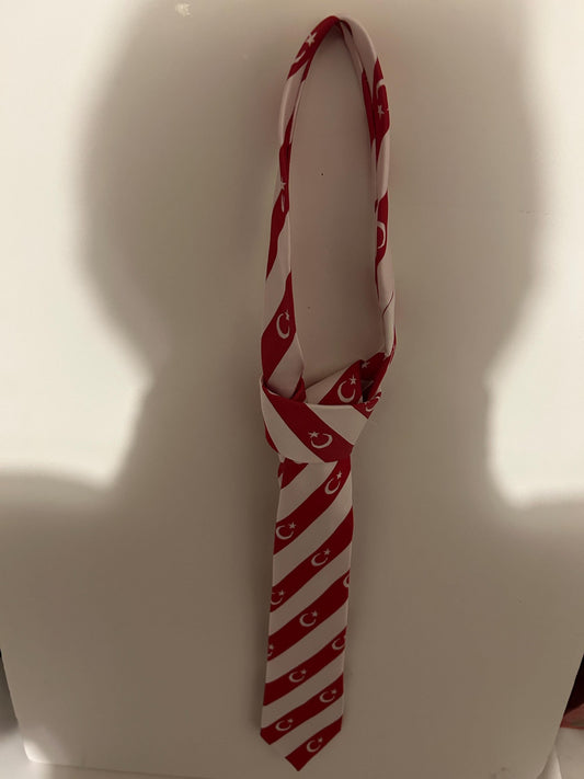 Turkish Flag Design Neckties Men Patriotic Neck Ties Red & White Ayyildiz Gravat