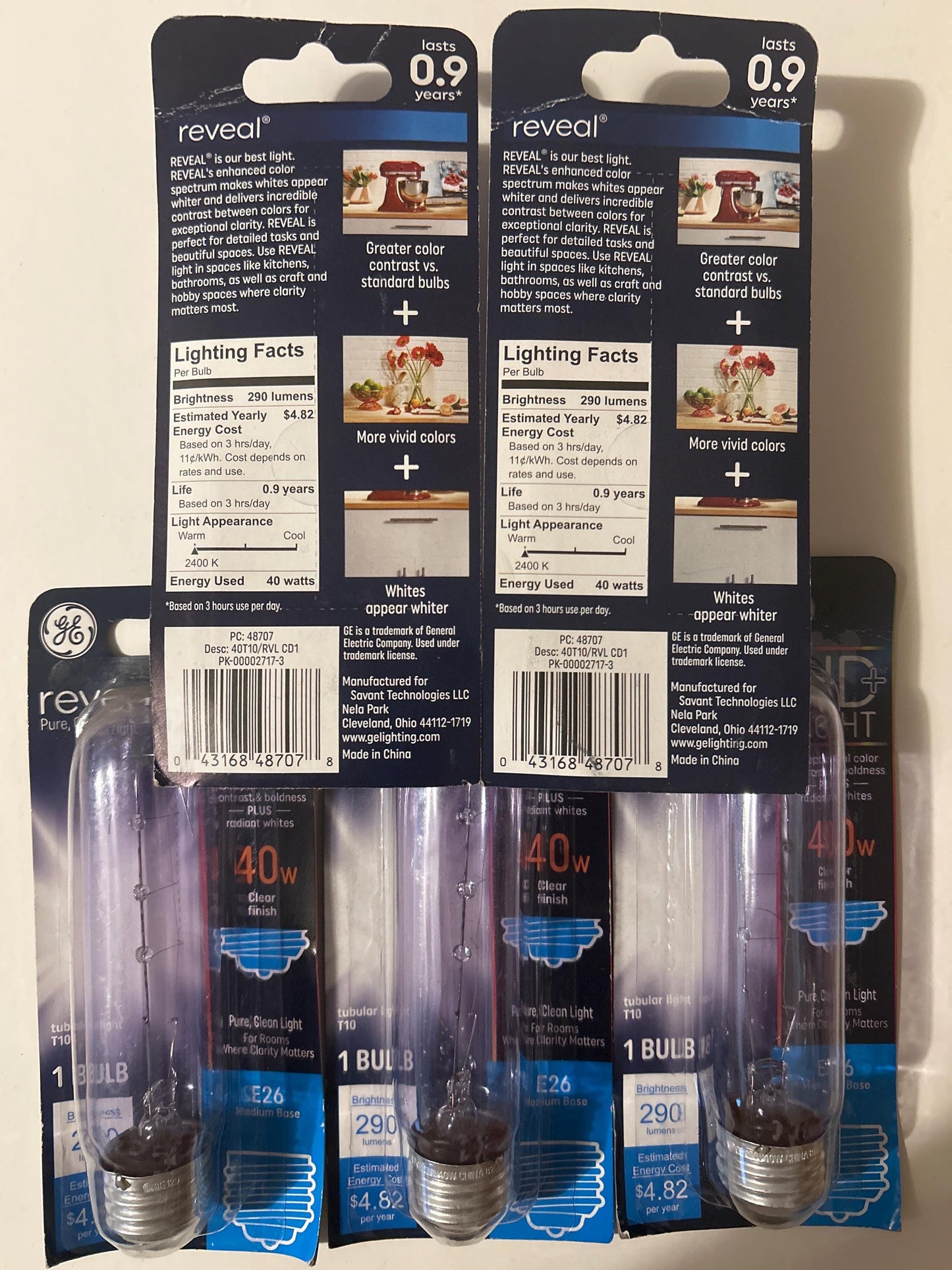 GE Reveal 40-Watt Tubular Light Bulbs: E26 Base, 5-Pack