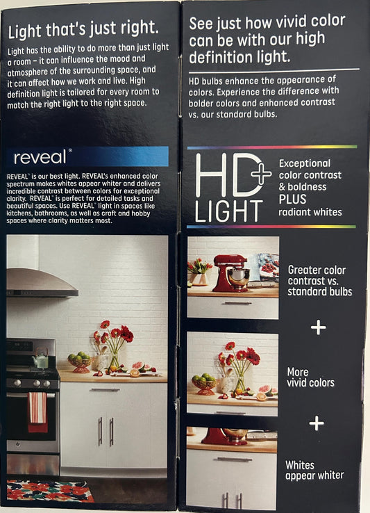 GE Reveal HD 75W Equivalent Light Bulbs: Pure White, 4-Pack
