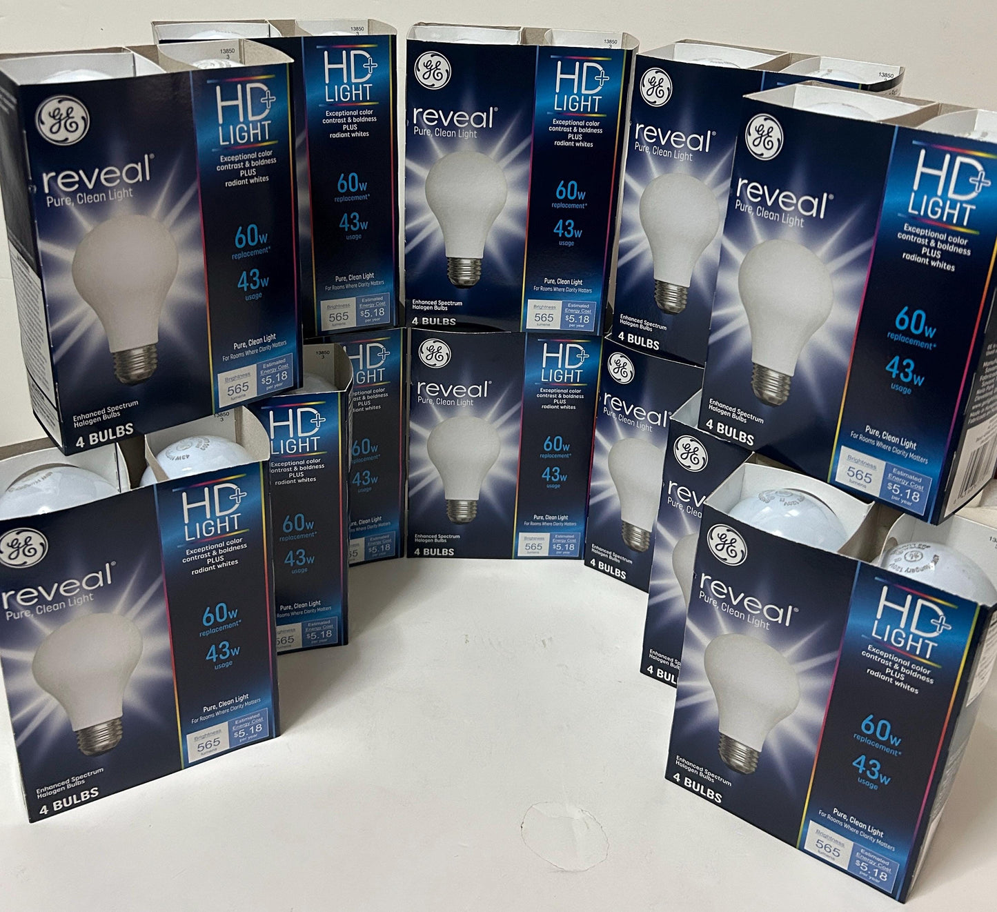 GE Reveal HD 60W Equivalent Light Bulbs: 48-Pack Radiant White