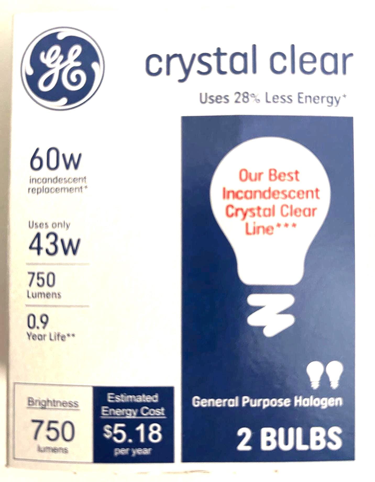 GE 60W A19 Crystal Clear Light Bulbs - 8 Pack