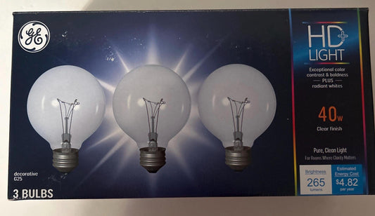 Clear G25 Globe Light Bulbs: 40W E26 Medium Base, 265 Lumens (3-Pack)