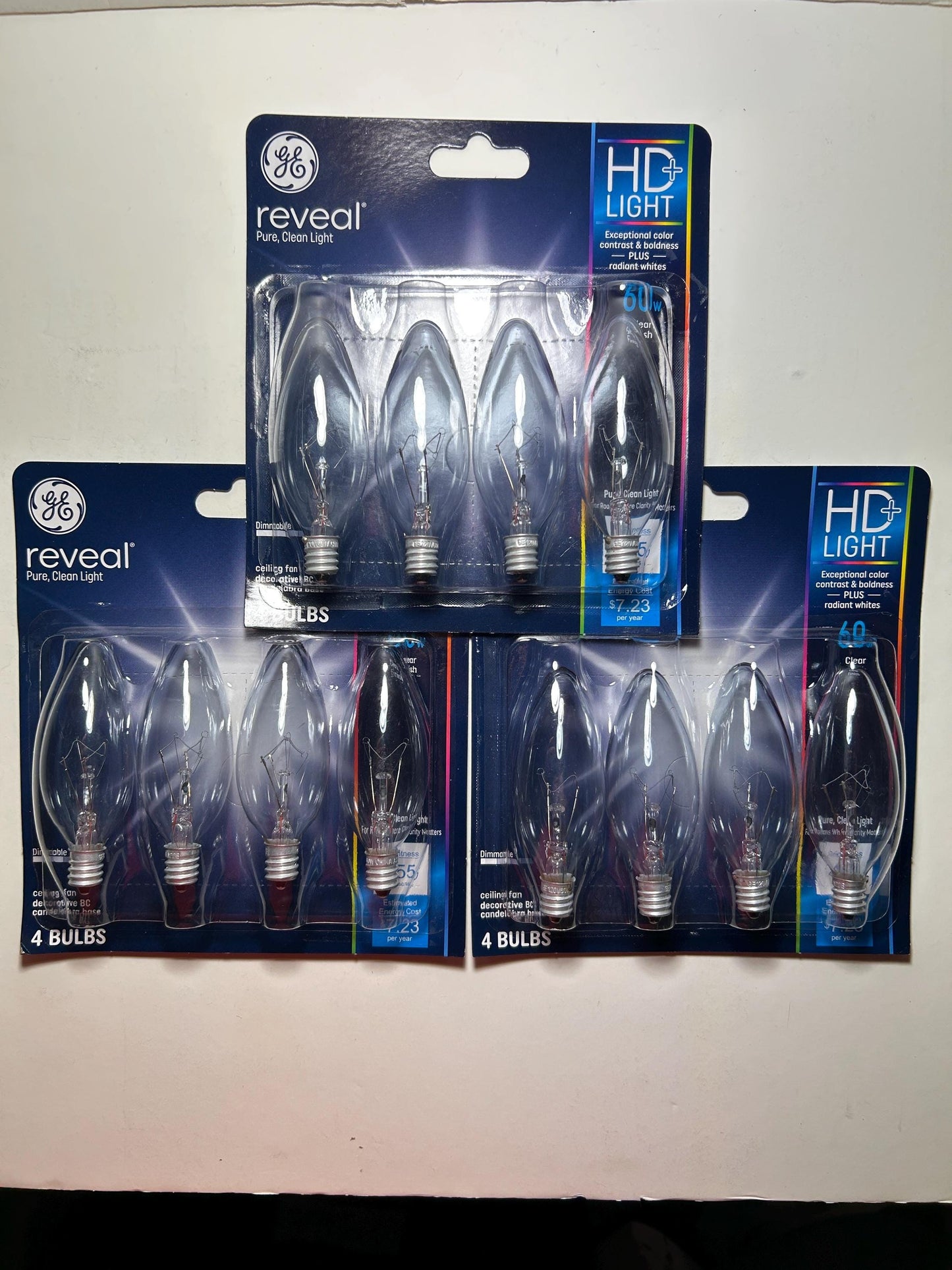GE 60W Clear Candelabra Light Bulbs: E12 Dimmable Ceiling Fan Bulbs