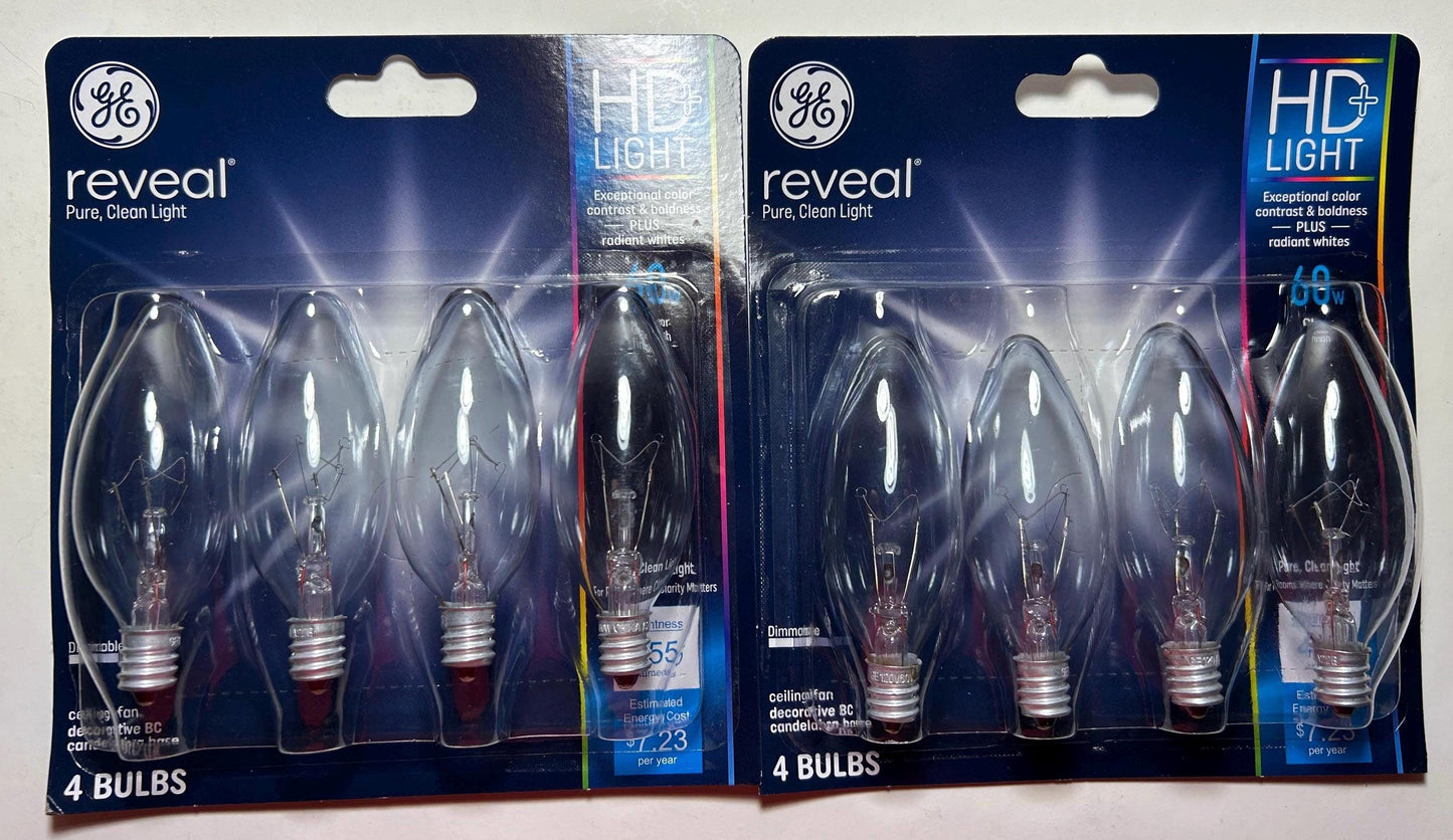 GE 60W Clear Candelabra Light Bulbs: E12 Dimmable Ceiling Fan Bulbs