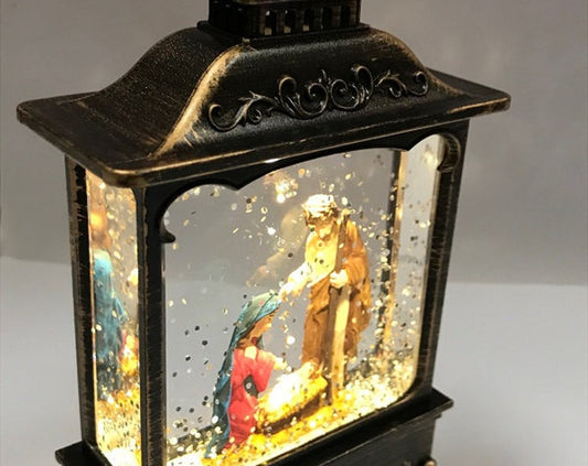 Nativity Water Lantern: LED Swirling Glitter Christmas Scene