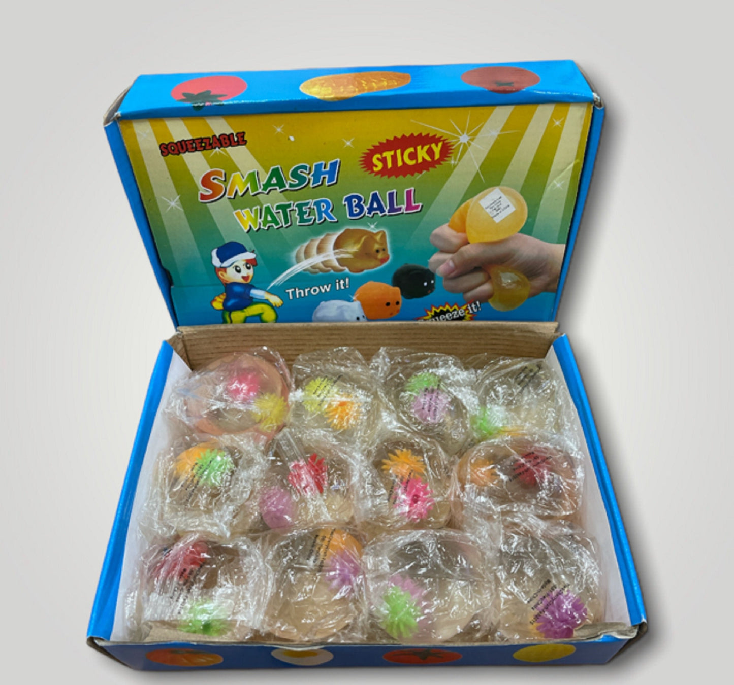 Happy Splat Ball Fun Squeezable Sticky Smash Ball Sea Star New 12 Pcs a Box