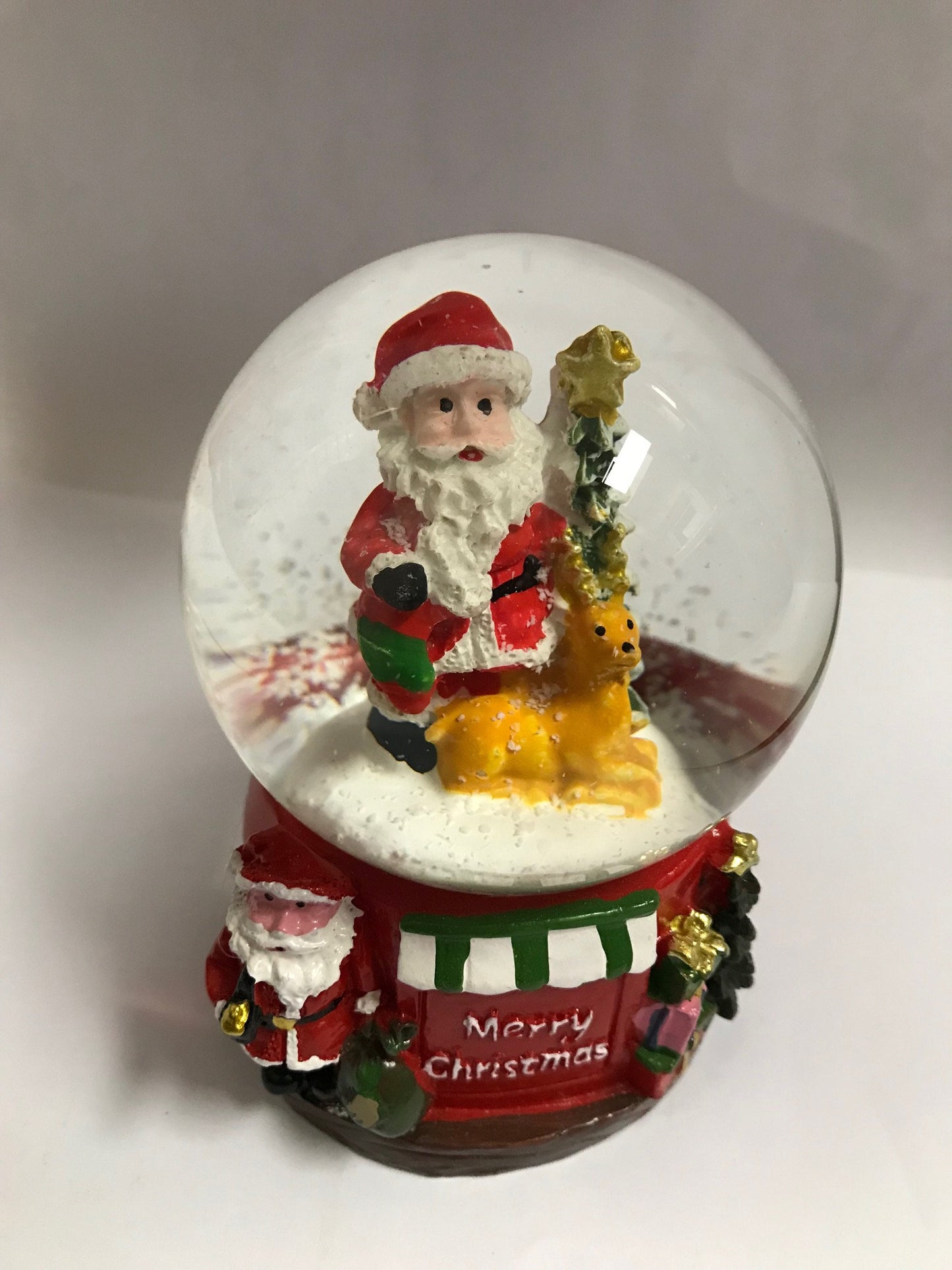 Santa Merry Christmas Snow Water Globe 9'' Ass Colored Light Holiday Season Gift