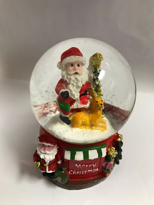 Santa Merry Christmas Snow Water Globe 9'' Ass Colored Light Holiday Season Gift