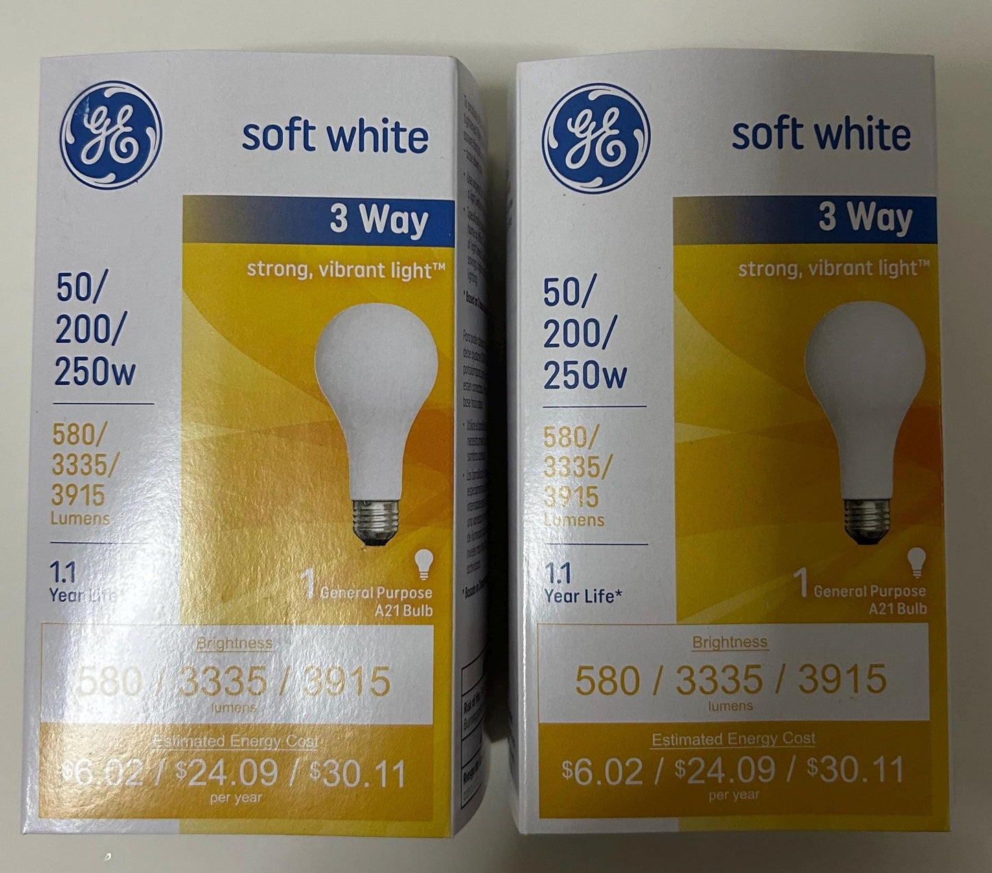 GE 3-Way Soft White Light Bulbs: 50/200/250W, 24-Pack