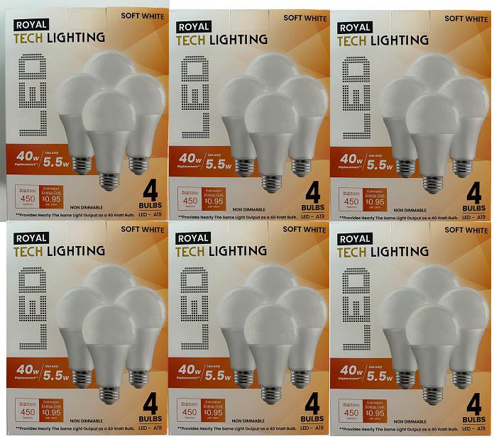 Soft White LED Light Bulbs A19 E26 - 4 Pack