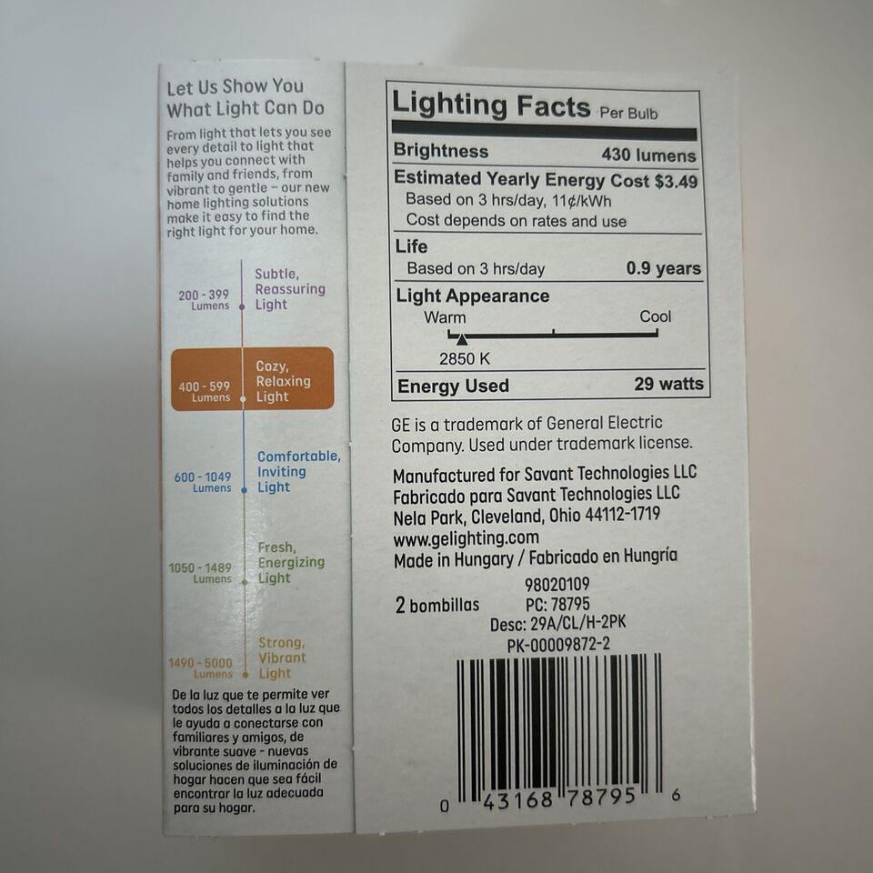 GE Crystal Clear Light Bulbs 40W A19 E26 Dimmable - 12 Pack