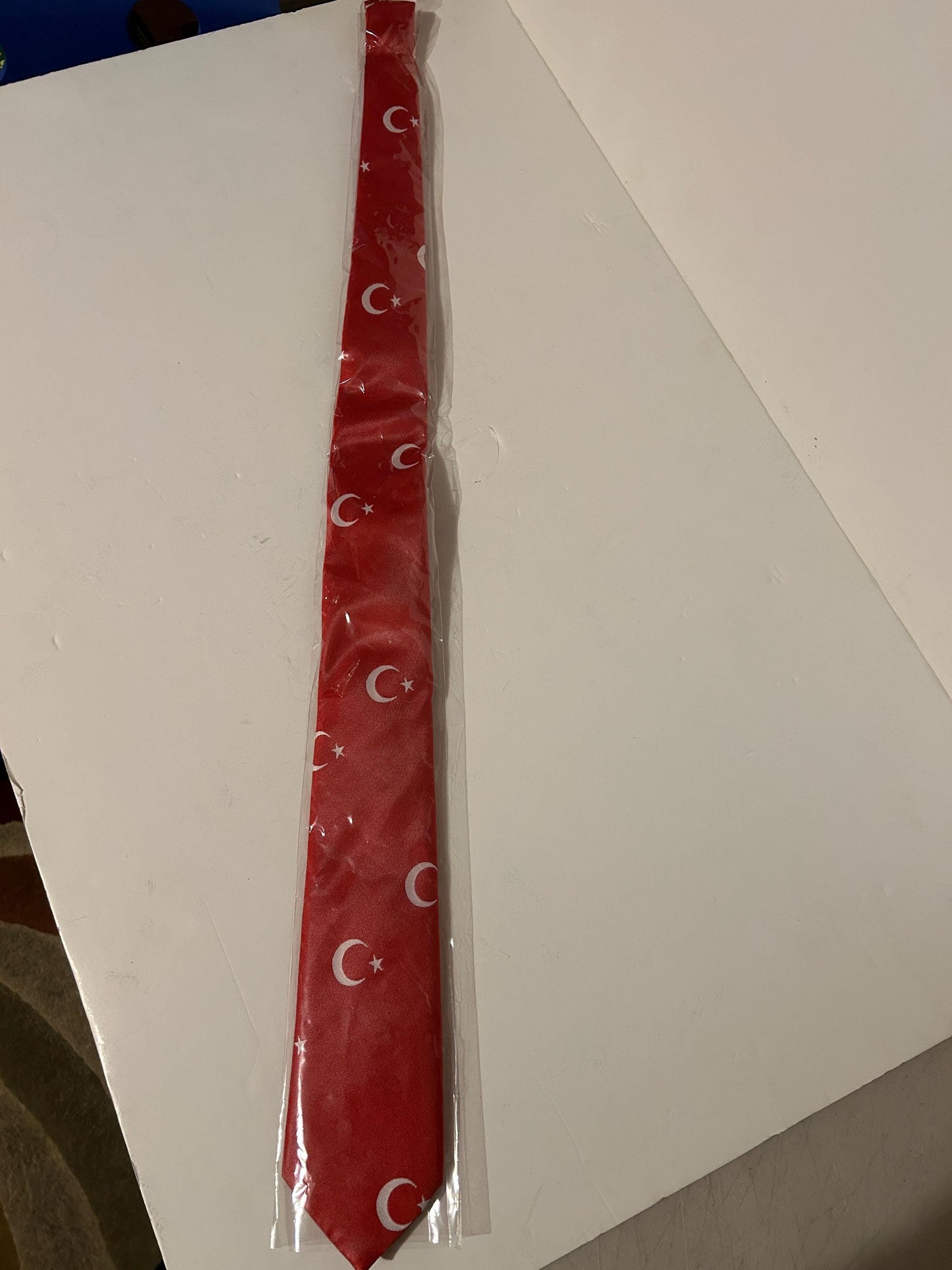 Turkish Flag Necktie: Men's Patriotic Tie, Red Crescent Moon Star