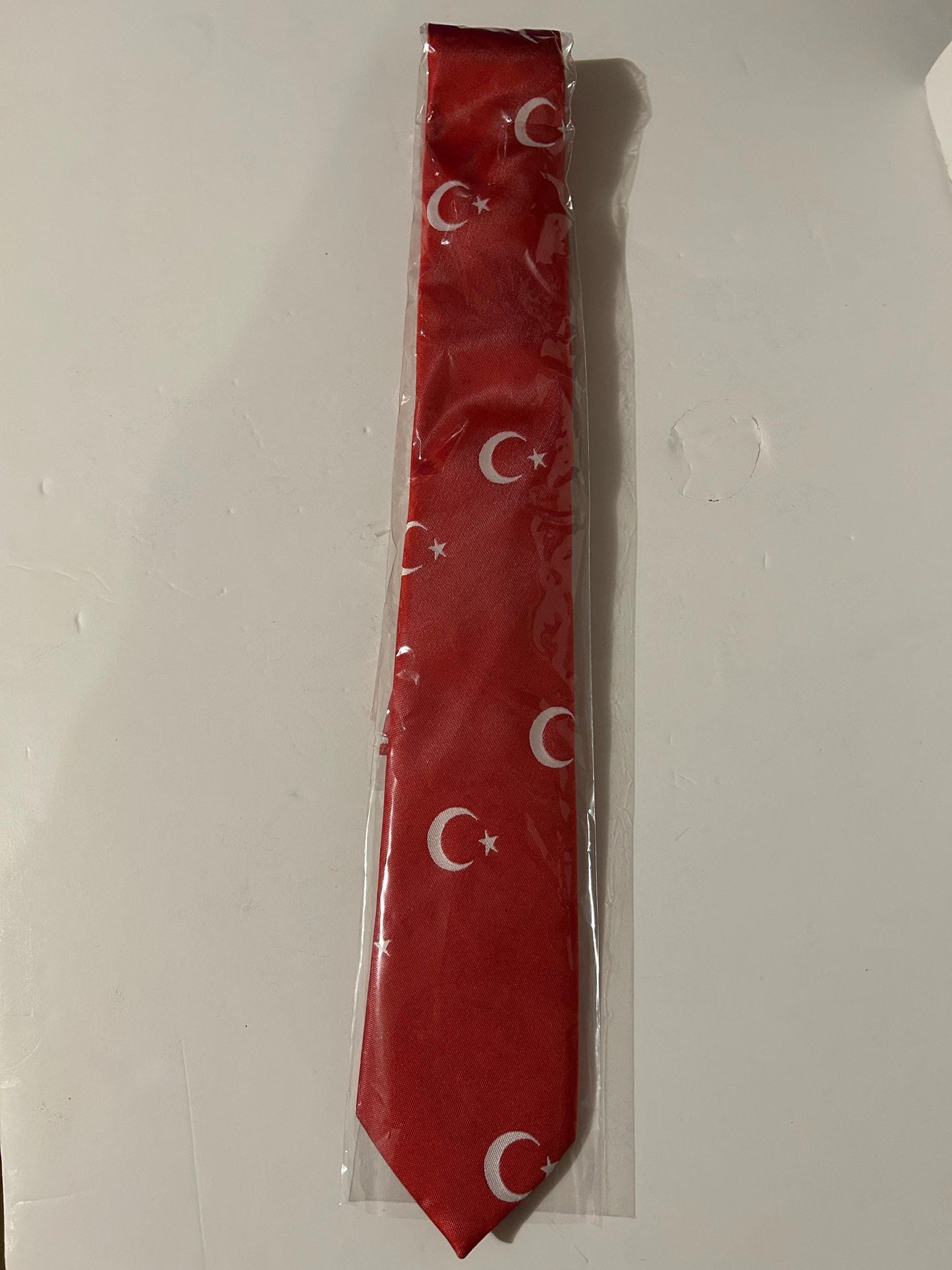 Turkish Flag Necktie: Men's Patriotic Tie, Red Crescent Moon Star