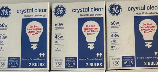 GE 60watt crystal clear 6 light bulbs Dimmable Basic A19 Replacement Pack of 3