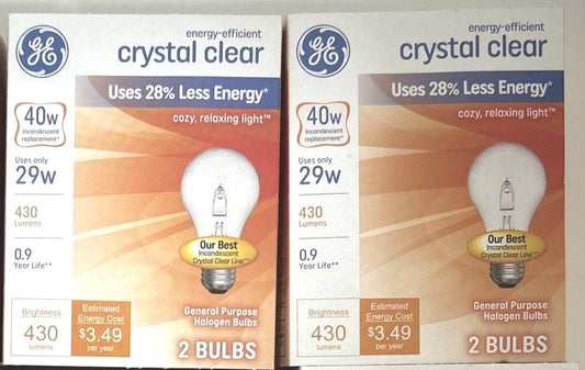 GE 40-Watt Crystal Clear Light Bulbs: 430 Lumens, Dimmable, 2-Pack