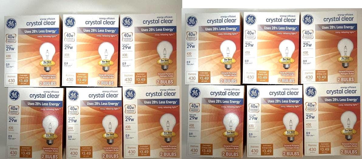GE Crystal Clear 40-Watt Light Bulbs: A19 E26 Dimmable, 430 Lumens (24 Pack)