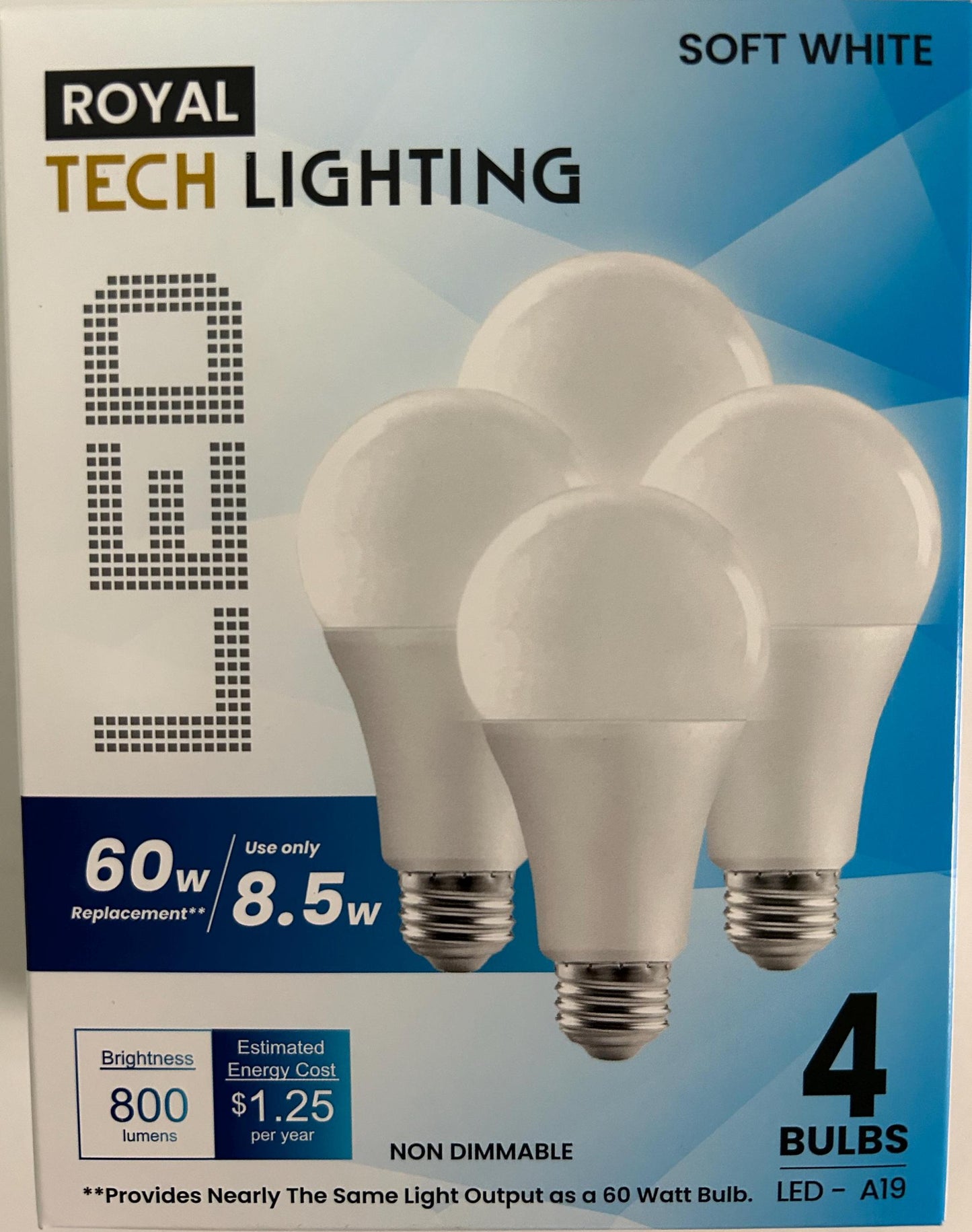 Soft White LED Light Bulbs A19 E26 - 4 Pack