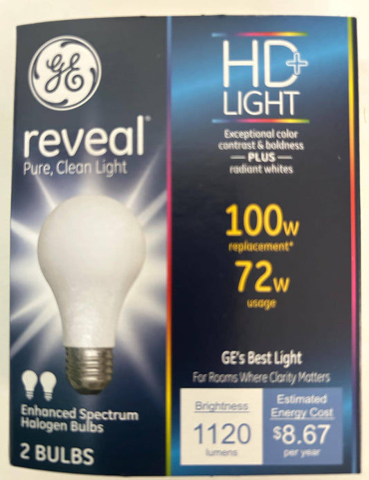 GE Reveal 100W Equivalent Light Bulb: HD Pure Clean Light, 3000K, A19