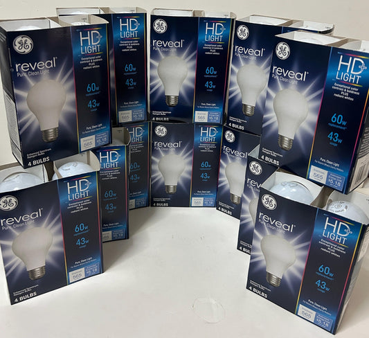 GE Reveal HD 60W Equivalent Light Bulbs: 48-Pack Radiant White