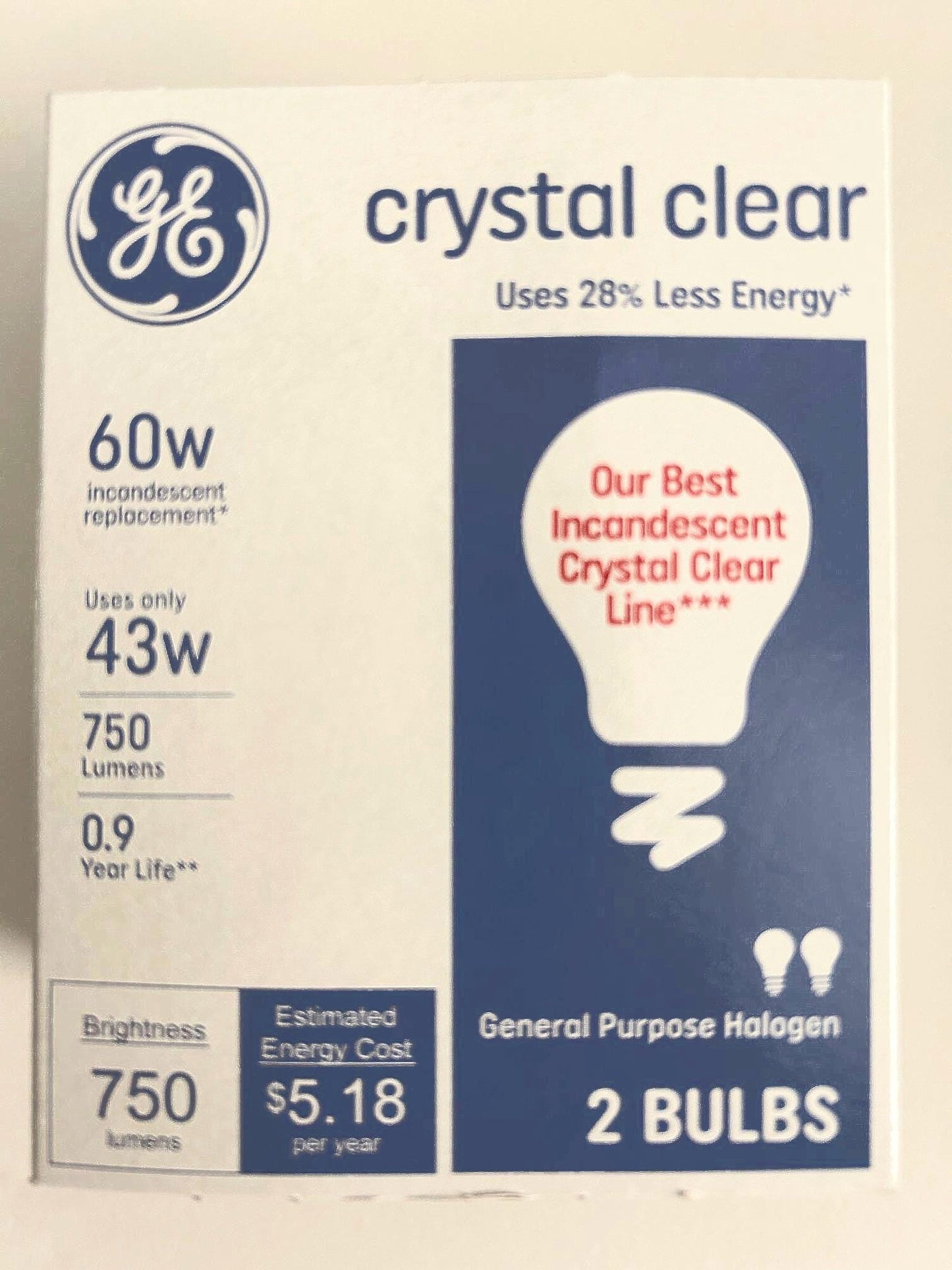 GE 60-Watt Clear Crystal Light Bulbs: A19 Dimmable, 6-Pack