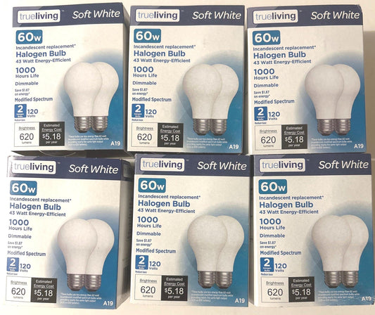 60-Watt Soft White Light Bulbs: Dimmable A19, 620 Lumens (12-Pack)