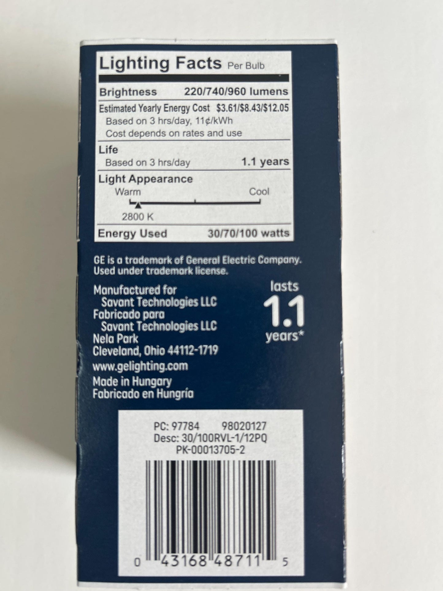 GE Reveal - A21 - 3 Way Light Bulbs - 30/70/100w - 2 Packs of Old Style Bulbs