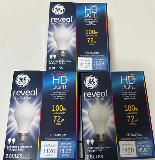 GE Reveal HD 100W Equivalent Light Bulbs: 3000K, 1120 Lumens (6-Pack x3)