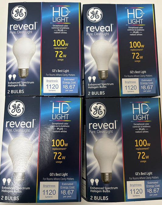 GE Reveal HD 100W Equivalent Light Bulbs: Pure White, 8-Pack