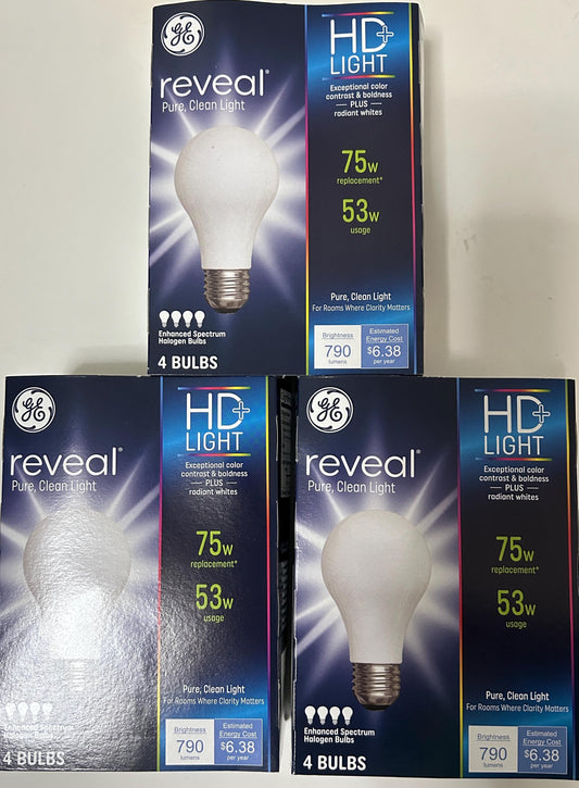 GE Reveal HD 75W Equivalent Light Bulbs: 36 Pack Radiant White