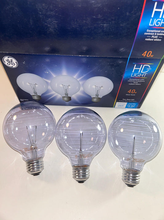 Clear G25 Globe Light Bulbs: 40W E26 Medium Base, 265 Lumens (3-Pack)