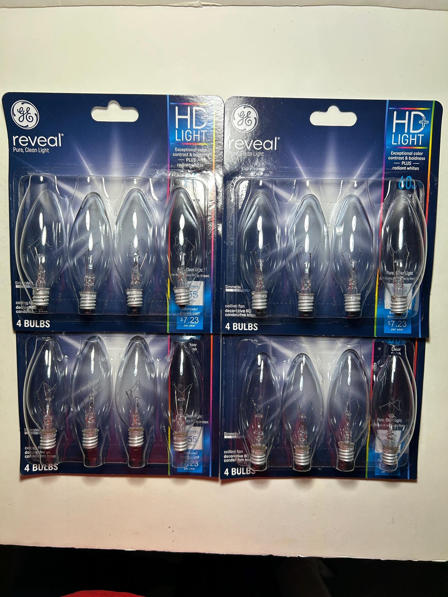 GE 60W Clear Candelabra Light Bulbs: E12 Dimmable Ceiling Fan Bulbs