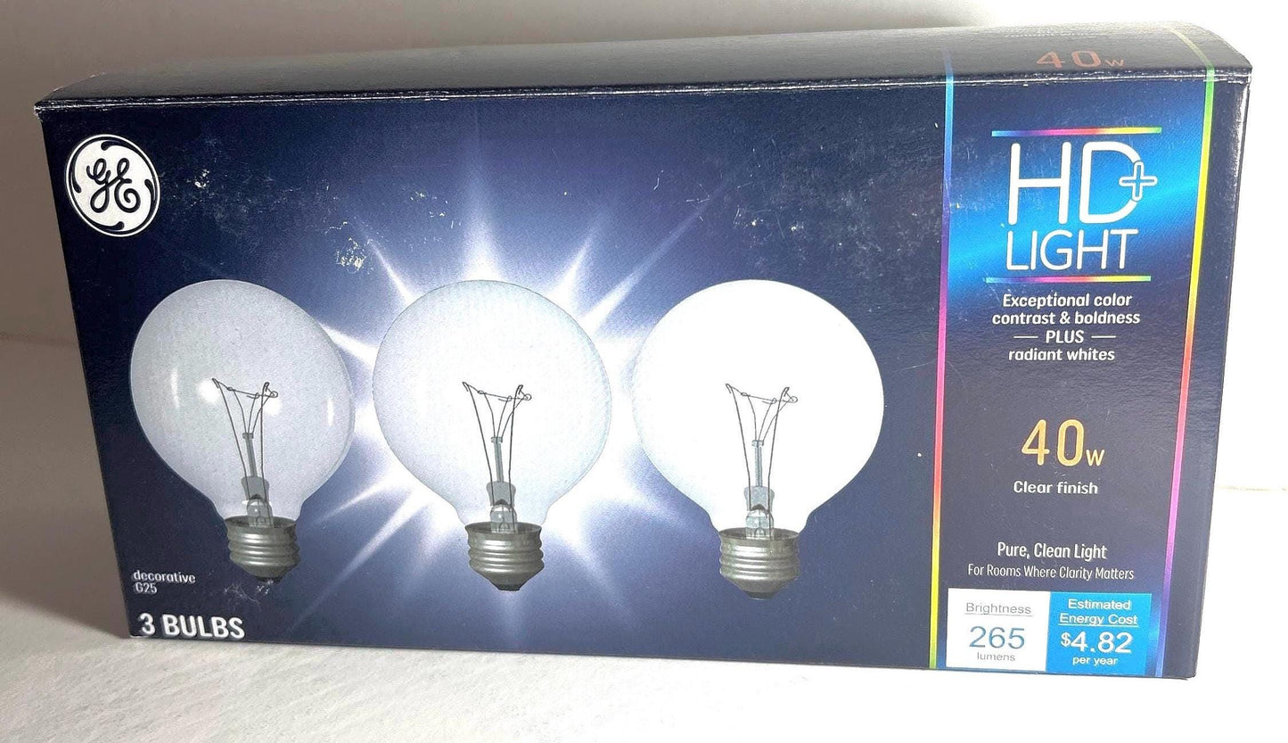 Clear G25 Globe Light Bulbs: 40W E26 Medium Base, 265 Lumens (3-Pack)