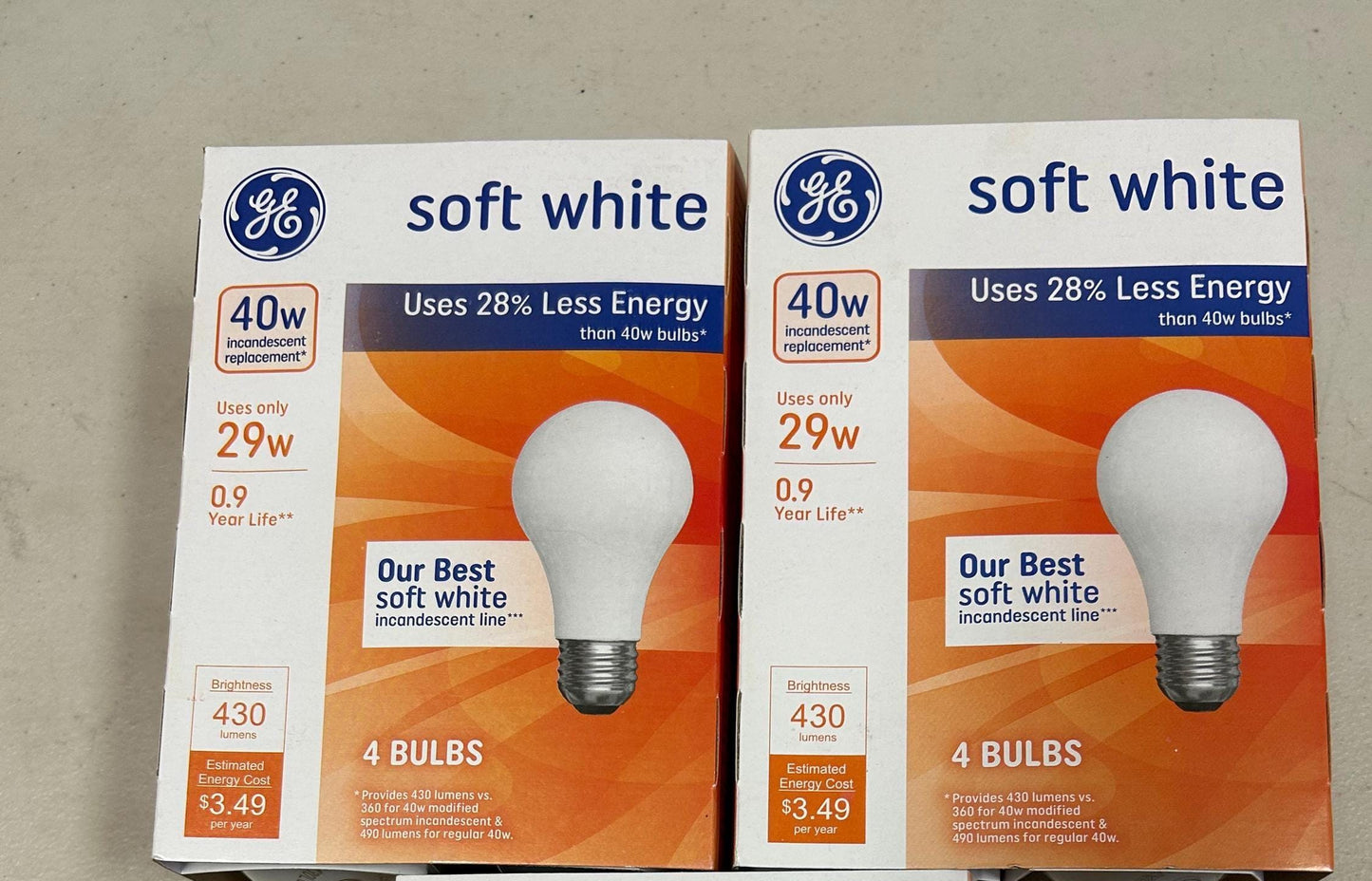 GE 40W Soft White Light Bulbs - 4 Pack - E26 Base